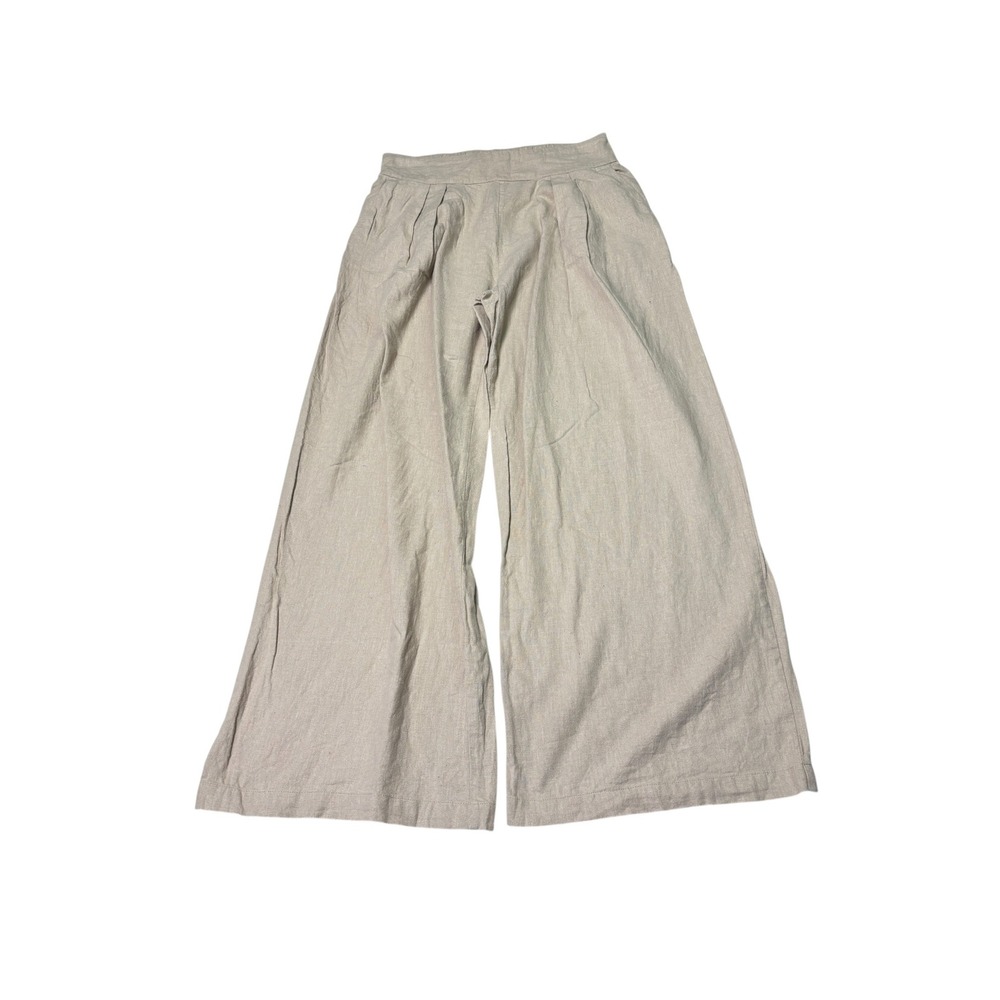 Abercrombie & Fitch Linen Blend Wide Leg Pleated Pants Tan Beige Womens S 28X28
